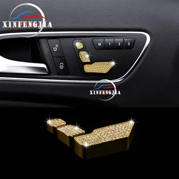 

For Mercedes-Benz A CLA GLA Class W176 C117 X156 13-16 3x Silver Gold Crystal Style Car Door Seat Adjust Cover Trim