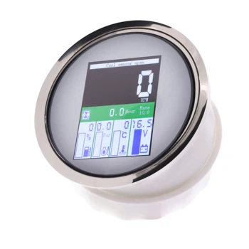 

85mm Digital Tachometer Meter 5 in 1 Multi-functional Fuel Level Water Temp Gauge For Boat Oil Pressure 0~10Bar With Alarm 9-32V