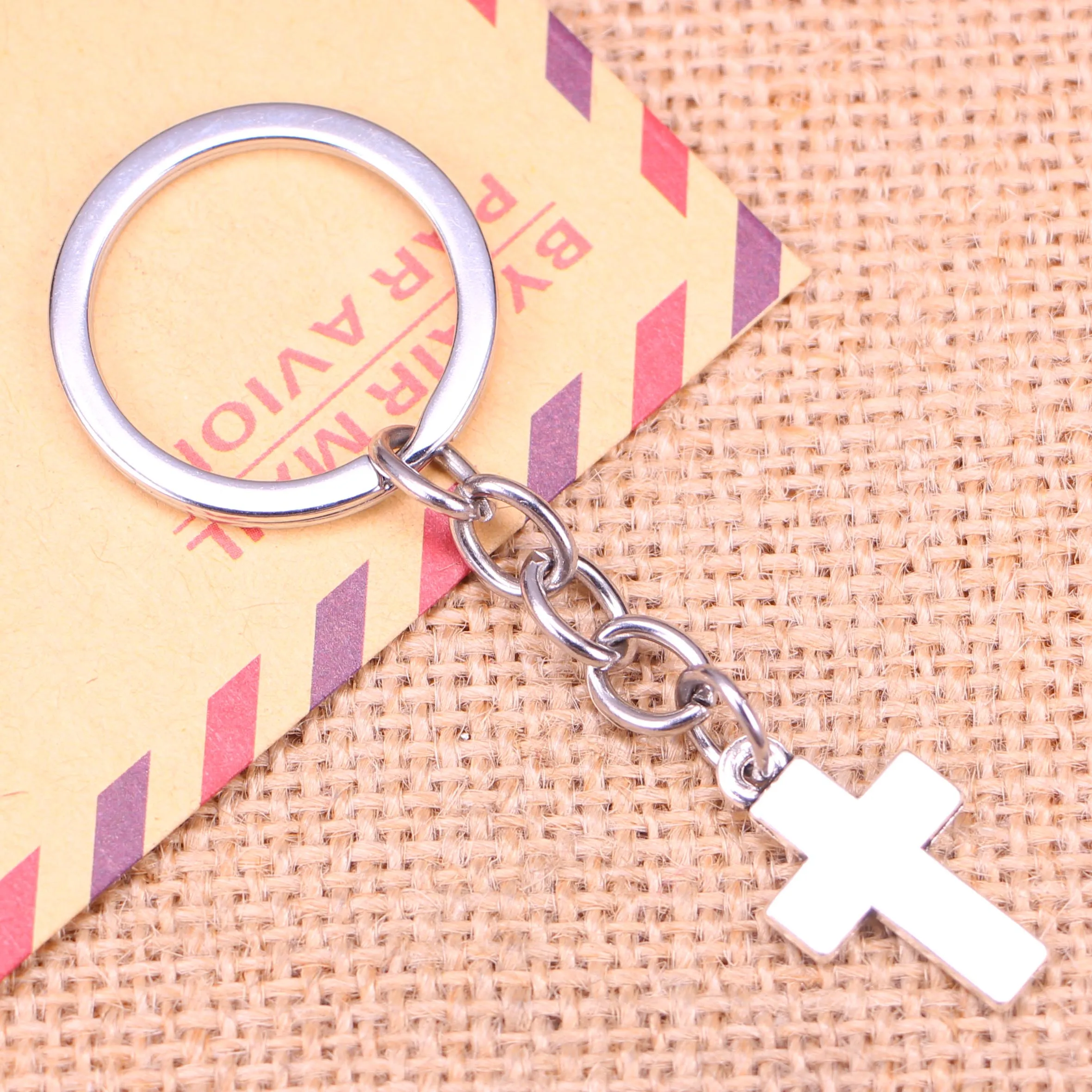 새로운 패션 키 체인, 22x15mm 크로스 펜던트 DIY 남성 쥬얼리 자동차 키 체인 링 홀더 기념품 선물, 20 개