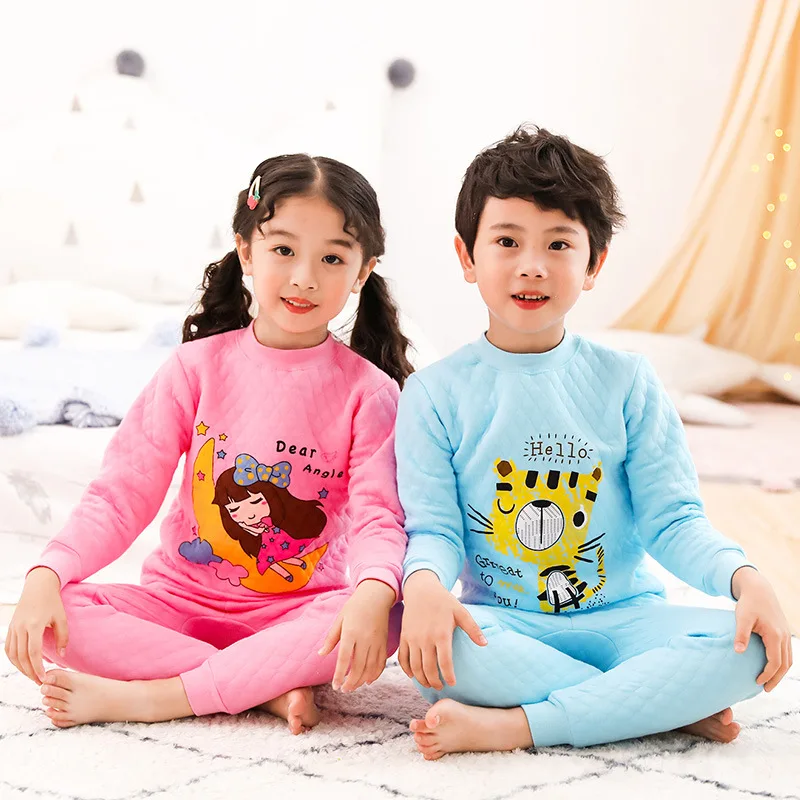 

Nightgown Children Sleepwear Kids Pyjamas Sets Autumn Winter Warm Boys Girls Clothes Set Cotton Clothes Suit Soft Bathrobe