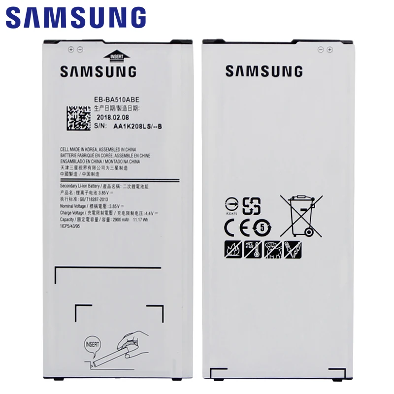 Samsung телефон Батарея EB-BA510ABE 2900 мАч для samsung Galaxy A5 A510 A510F A5100 A510M A510FD A510K A510S