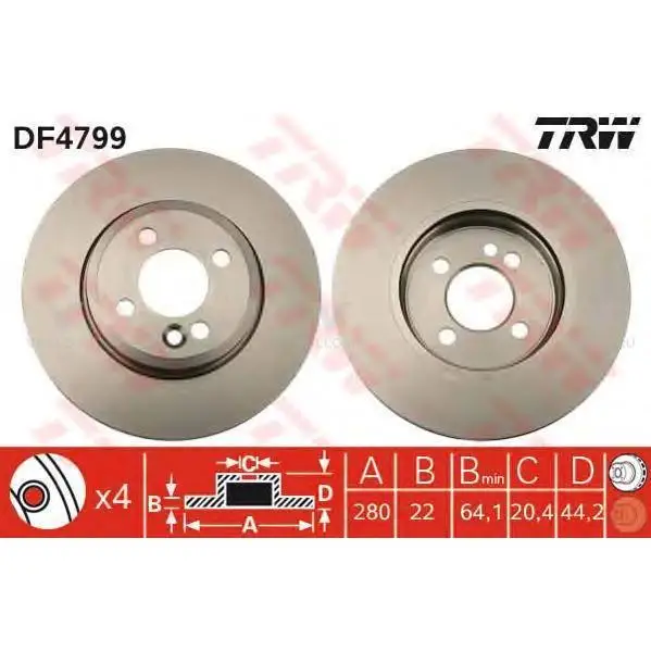 TRW DF4799 Диск тормозной передн MINI: MINI(R56) 06-, MINI CLUBMAN(R55) 07-, MINI кабрио(R57) 07