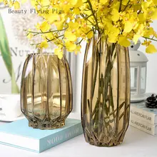 Скандинавский домашний декор с рисунком растений ваза для цветов Настольная Геометрическая Вертикальная стеклянная ваза для гостиной Свадебный Рождественский подарок