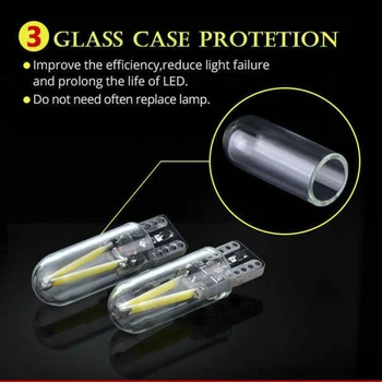 

10Pcs License Plate Light White T10 Glass Set Replacement Car 6500-7000K