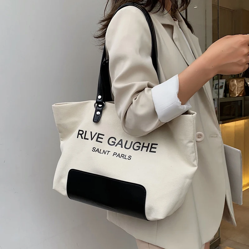 

2019 New Large Capacity Canvas Bag Fashion Handbag Simple Shoulder Bag Large Capacity Crossbody Bag for Women luis vuiton gg bag