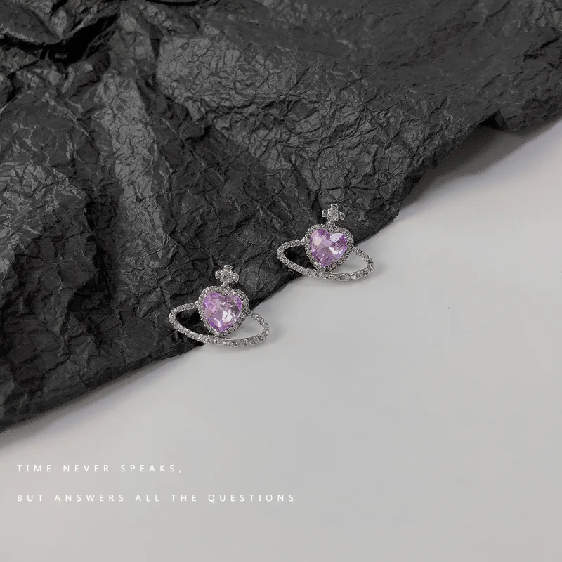 Orecchini A Forma Di Pianeta Viola Retrò Orecchini Di Lusso Leggeri Di Lusso Squisiti Di Lusso Dolce Super Flash Personalità Selvaggia Di Lusso Femmin