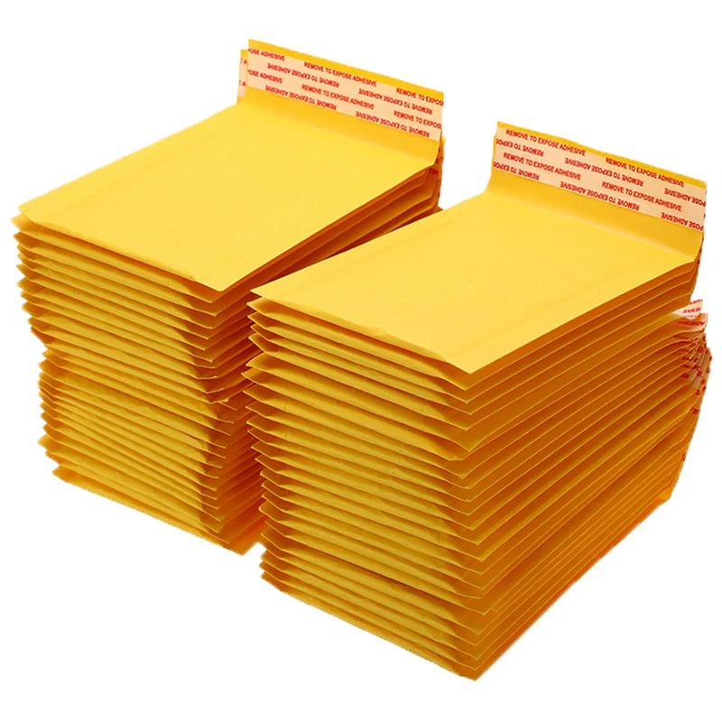 100 шт./лот утолщенной крафт Бумага воздушно-пузырчатой упаковочной пленкой сумки конверты проложенный конверт с пузырьковый почтовый