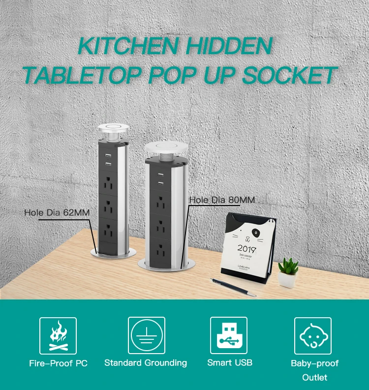 LENGON 15A PULL POP UP 3 power US Socket 2 usb порт для зарядки кухонные настольные розетки выдвижные столешницы