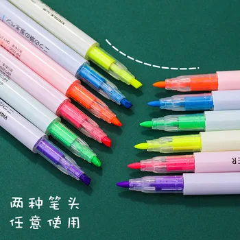 

1pcs Double Head Highlighters Stationary Pens Colorful Marker School Supply