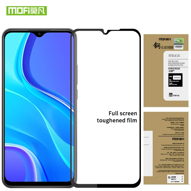 Закаленное стекло MOFi с полным покрытием Защита экрана для Redmi Note 9 Pro Max plus Защитная
