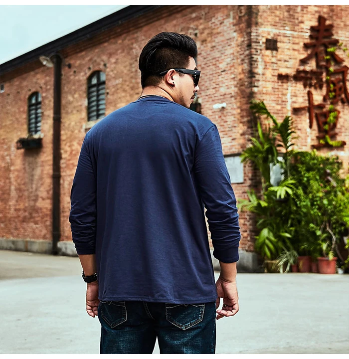 Большие размеры 5XL 6XL 7XL 8XL Мужская футболка с длинными рукавами Новая Модная хлопковая Свободная Повседневная футболка с принтом Мужская брендовая одежда