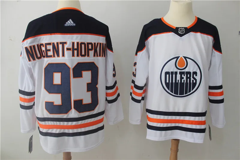 Все сшитые новые мужские Edmonton Connor McDavid Leon Draisaitl Wayne Gretzky LUCIC NUGENT-HOPKIN майки - Color: as photo