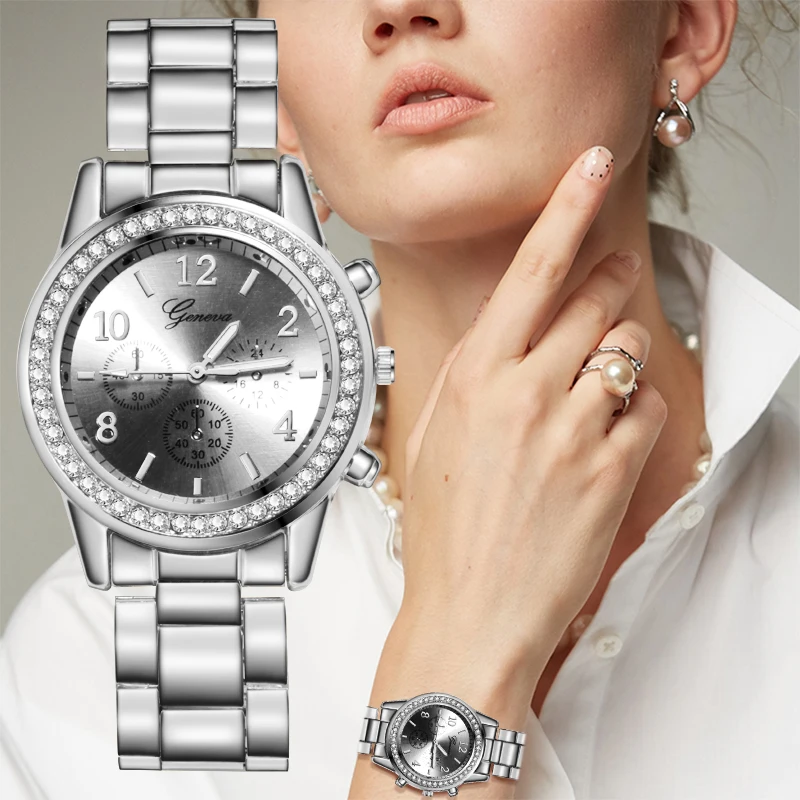 Reloj mujer silver watch for women fashion rhinestones women Quartz luxury wristwatch ladies watch women watch relogio feminino