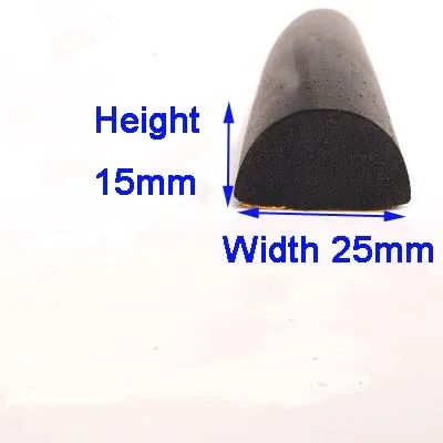 2m 25mmX15mm Ширина 20-40 мм черный самоклеющийся полукруг EPDM пенистая уплотнительная полоска самоклеющаяся D Тип пенистая уплотнительная полоска - Цвет: 2m 25mmX15mm