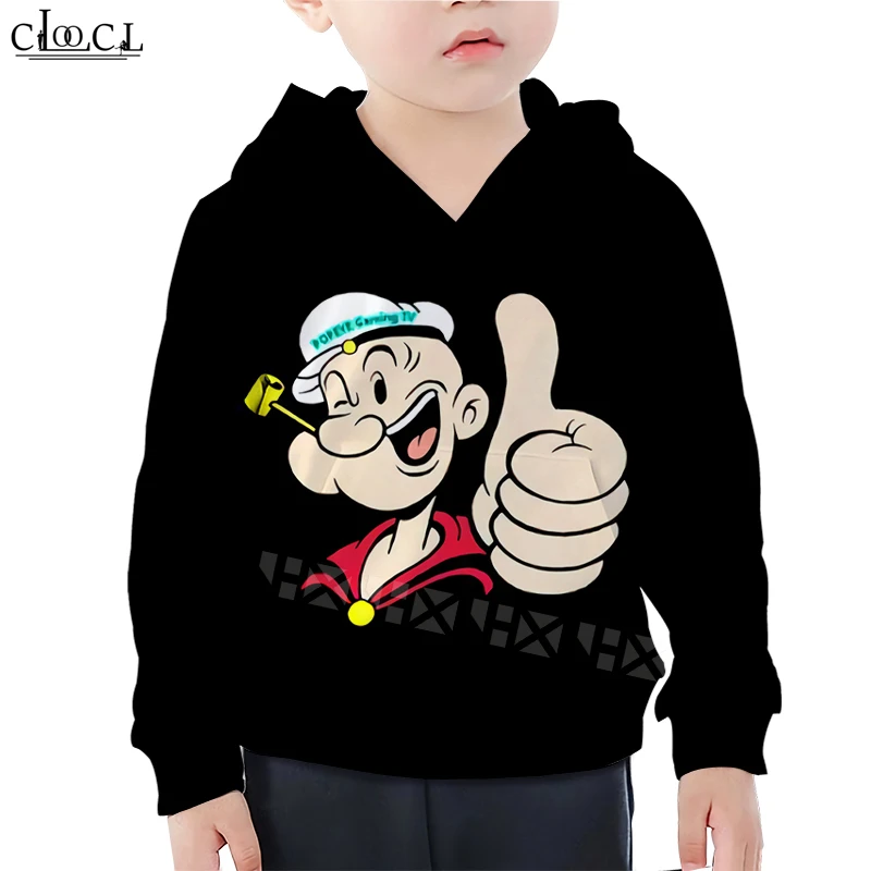 Толстовка с капюшоном мультяшным принтом Popeye для мальчиков и девочек