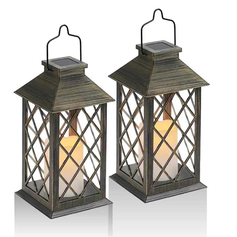

Solar Lantern, Outdoor Garden Hanging Lantern, Set of 2, LED Flickering Flameless Candle Mission Lights for Table, Outdoor, Part