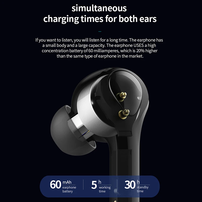 Double Rail Slide Design Headphone Noise Cancling Waterproof Dustproof Earbuds Smart Touch Mini Wireless Bluetooth Earphone 5.0