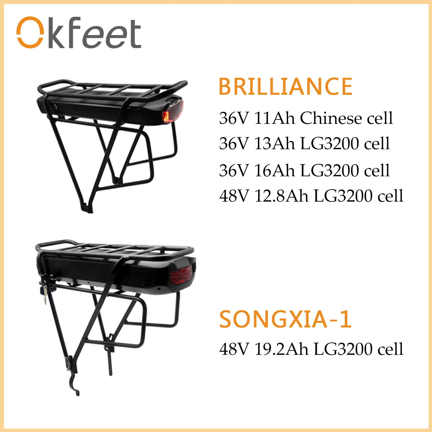 Мощная аккумуляторная батарея Okfeet 36 в 48 13 а/ч 16 А/ч для аккумулятора Bafang eBike +