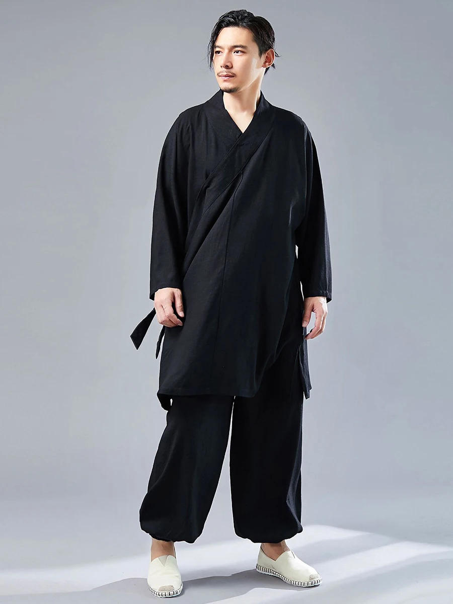 Men's Cotton Linen Kung Fu Suit Chinese Martial Arts Uniform Meditation Suit 