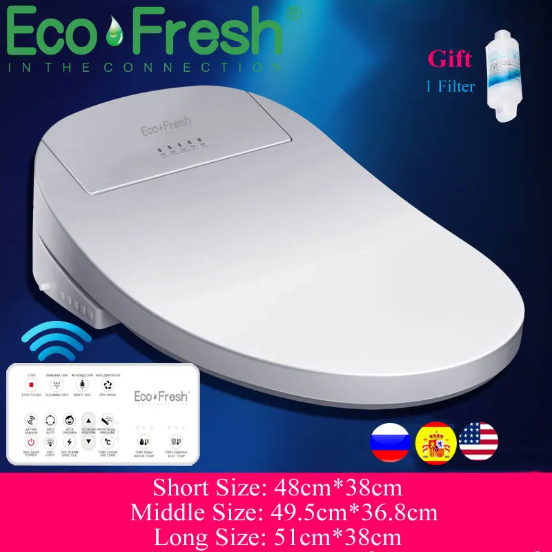 Ecofresh Sedile Wc Intelligente Coperchio Bidet Elettrico Bidet Intelligente Sedile Wc Riscaldato Luce Led Wc Coperchio Sedile Wc Intelligente