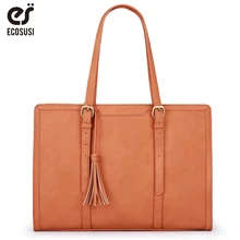 ECOSUSI Сумка-тоут для ноутбука для женщин, подходит до 15,6 дюймов, портфель из искусственной кожи, Офисные Сумки, большая вместительность, с 3 отделениями