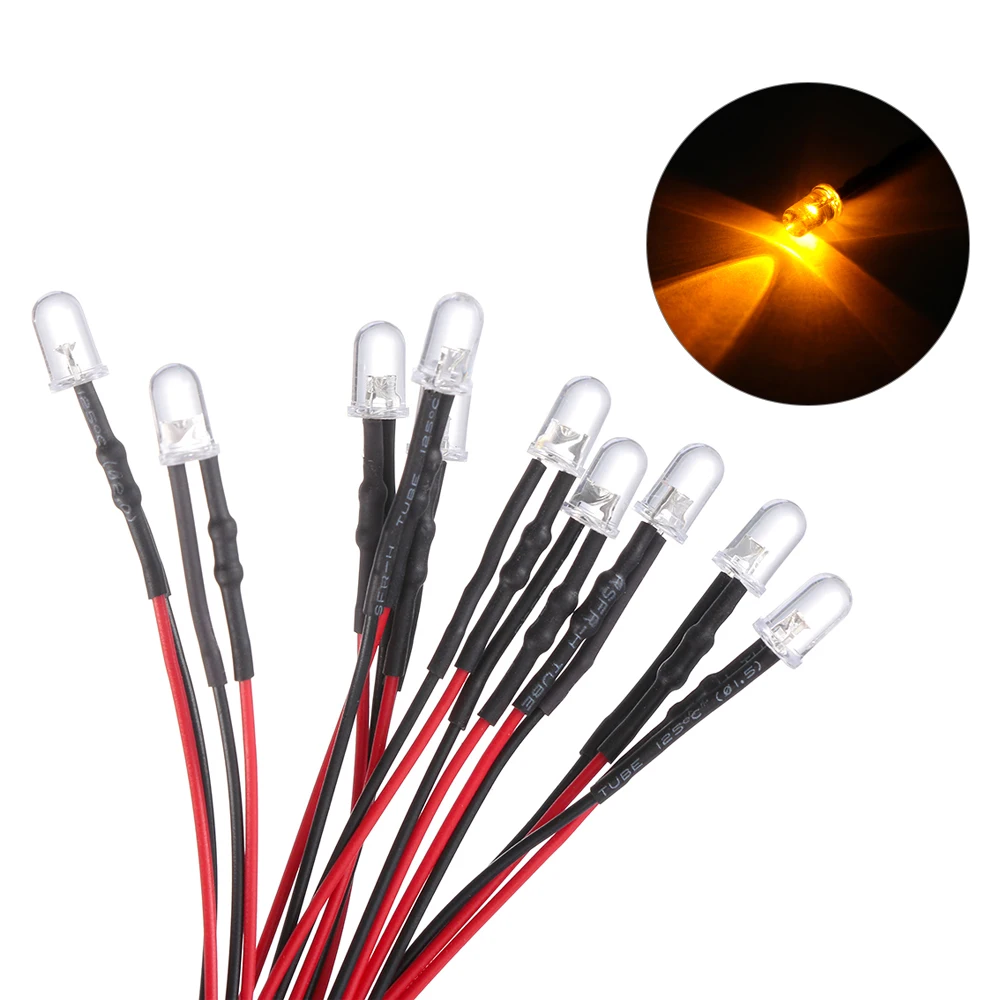 

10Pcs DC 12V 200mm Length 5mm Pre-wired Light-emitting Diode Light Bulb