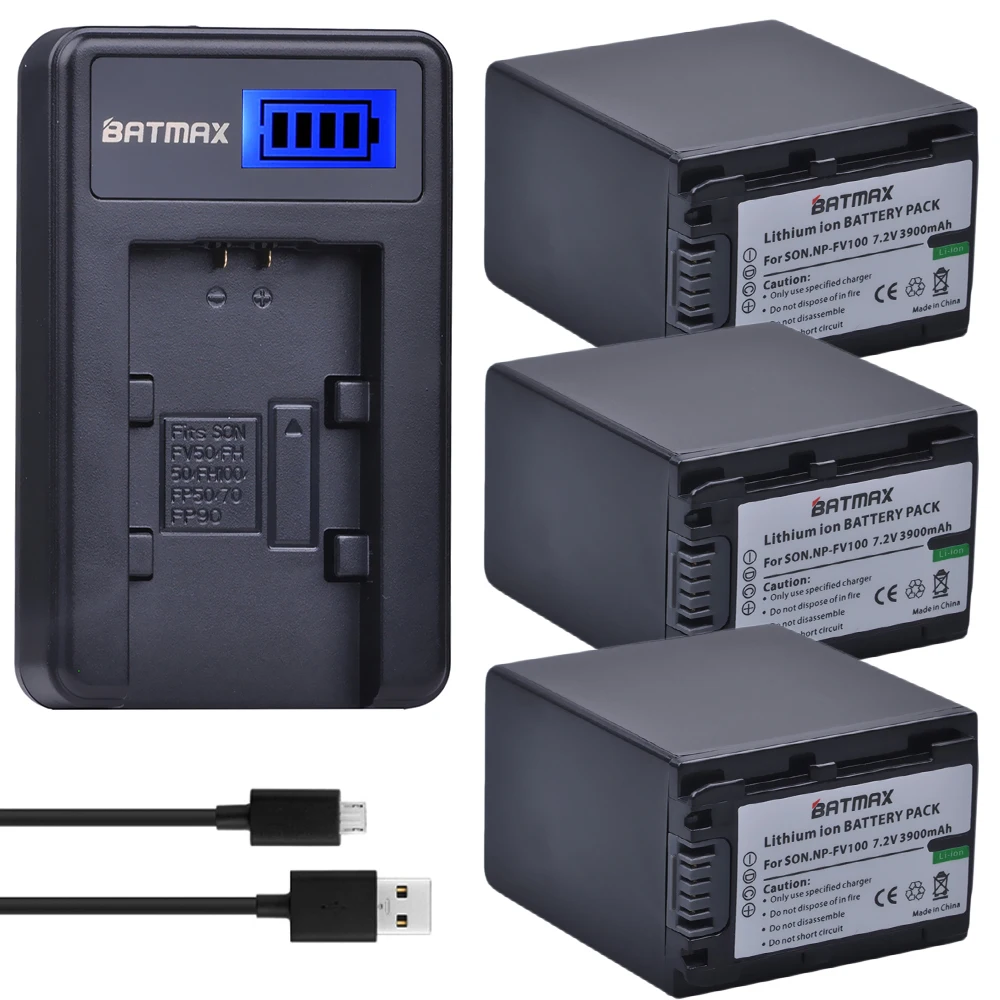 3Pcs set 2 шт. 3900 мАч NP FV100 NP-FV100 FV100 Батарейки+ ЖК-дисплей USB Зарядное устройство для sony NP-FV30 NP-FV50 NP-FV70 SX83E SX63E FDR-AX100E AX100E - Цвет: 3Pcs set