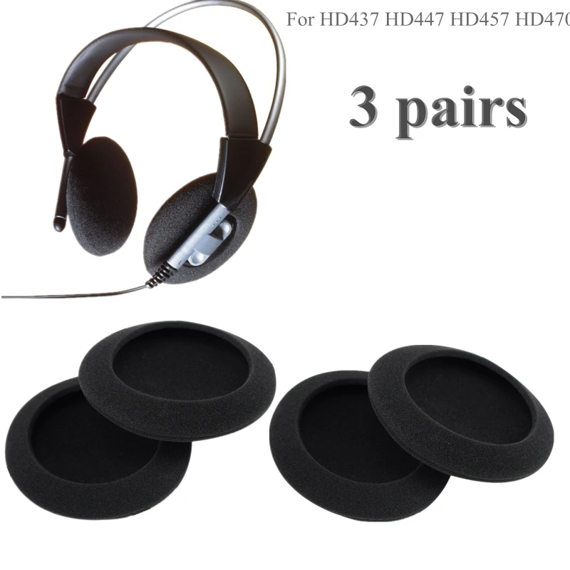 3 Pairs Ear Pads Soft Foam Noise Isolating Replacement Earbud Covers Headphones Cushions For Sennheiser HD437 HD447