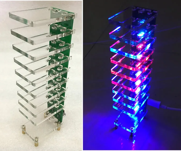 

Crystal Voice Control Music Audio Audio Spectrum Light Led Flashlight Volume Level Indicator Display Kit