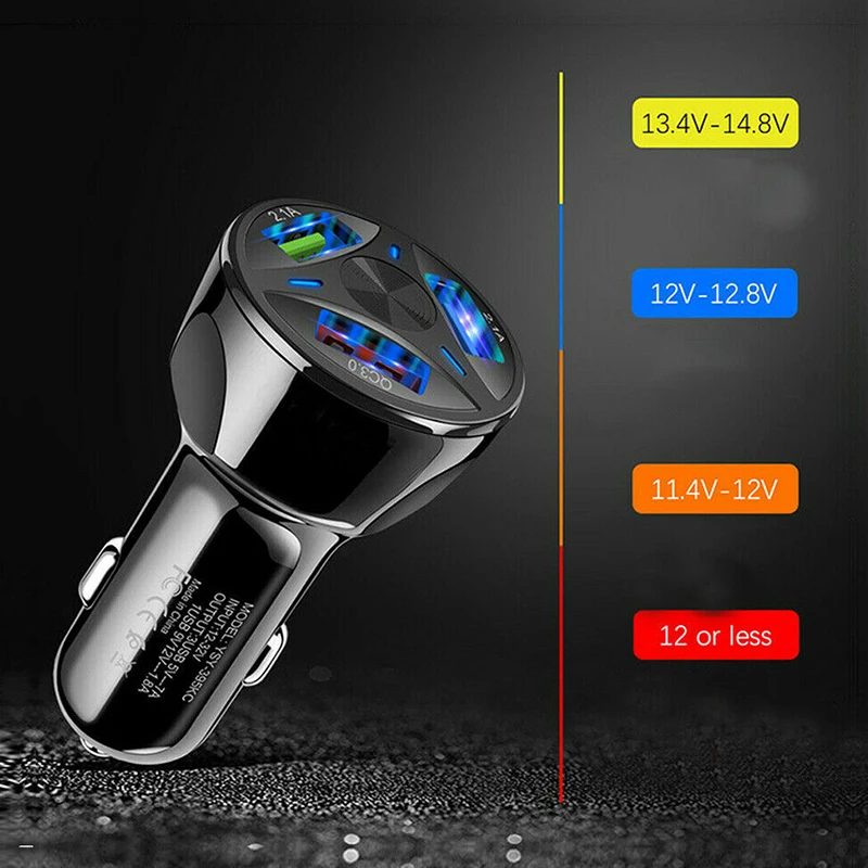 3 порта Переходник USB для зарядки в машине светодиодный дисплей 3,0 Быстрая зарядка для IOS Android