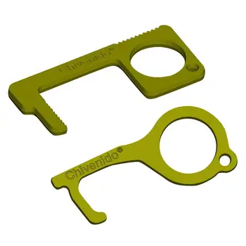 

Hygiene Hand Non-Contact Edc Door Opener Brass Portable Press Elevator Keychain Door Handle Key For Home Safety Protect Tool