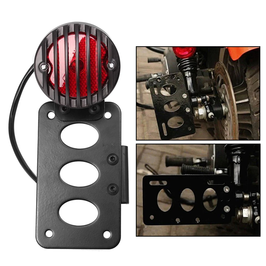 Motorcycle LED Brake Tail Light License Plate Lamp w/ Bracket for Harley Chopper