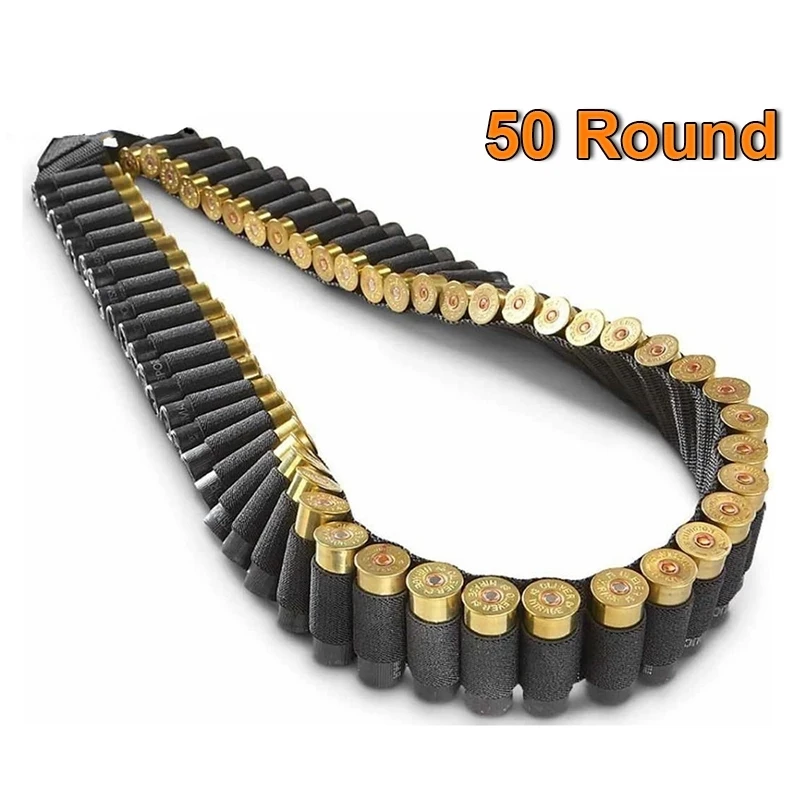Shotgun Shell Bandolier Ammo Cartridge Belt Sling for 50 Shells 12/20GA Gauge 