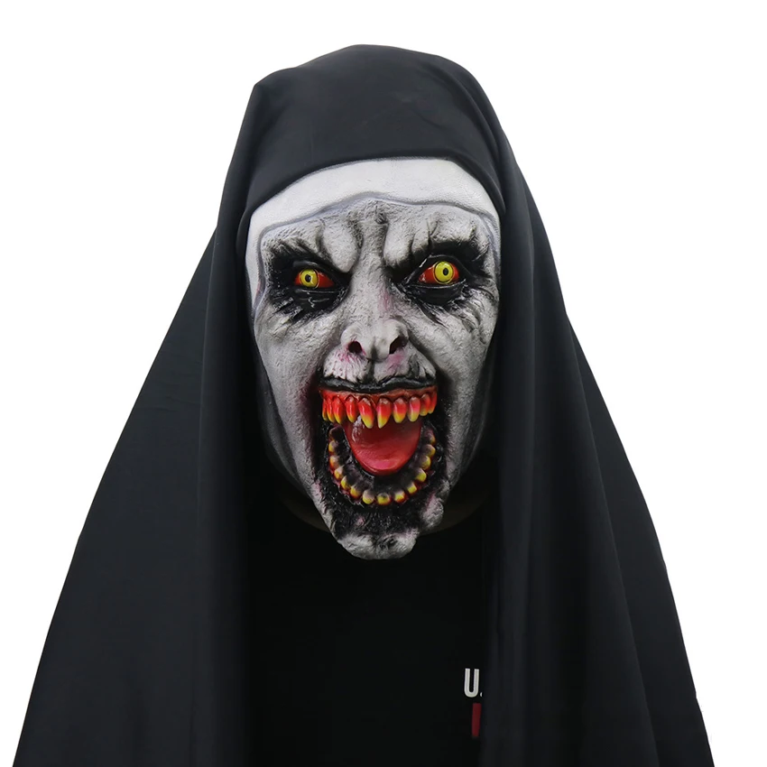 

Scary Cosplay Props Adult Men Women Halloween Gothic Missionary Pirest Zombie Nun Terror Latex Mask Accessories Horror Party