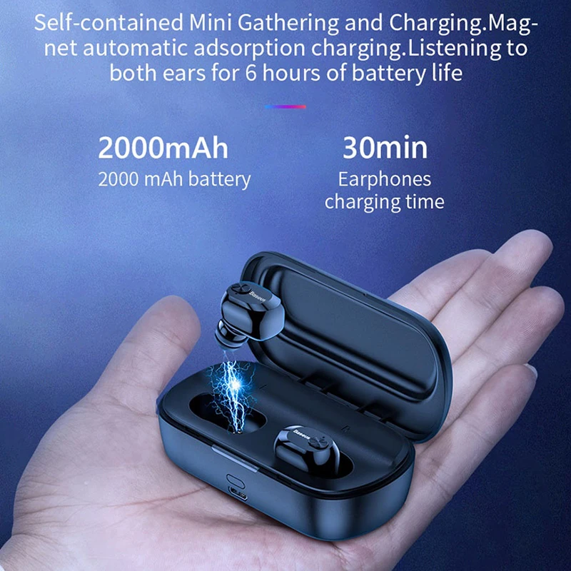 Xiaomi Baseus W01 TWS Bluetooth наушники беспроводные наушники Bluetooth 5,0 стерео наушники с HD микрофоном для телефона