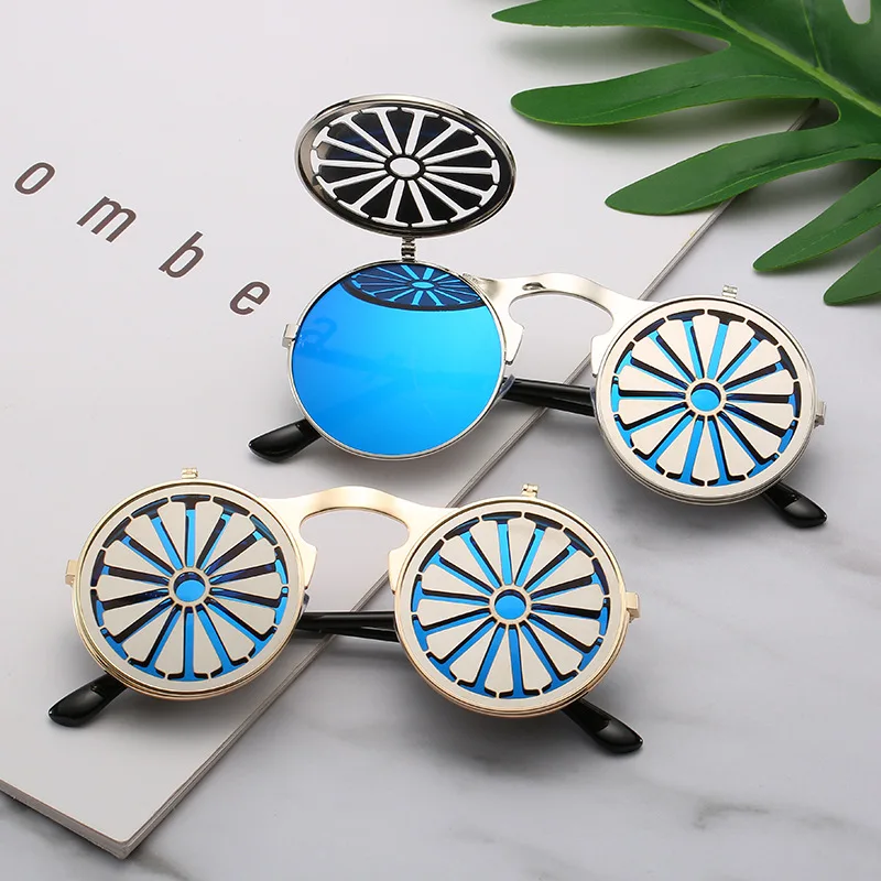 

Steampunk Flip-up Female Women's Sunglasses Men's Classic Metal Prince Mirror Retro Colorful Eyeglasses Lady Spectacles