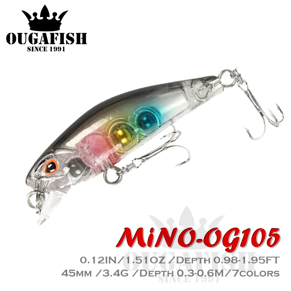 

New Mini Mino Fishing Lure Weights 4.5cm/3.4g Hard Bait Depth 0.3-0.6m Tackle Minnow Wobbler Isca Artificial Articulos De Pesca