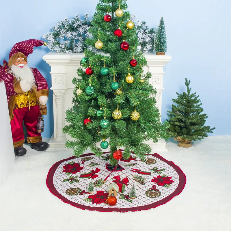 

Christmas Ornament Tree Bottom Decor Polyester Cotton Tree Skirt Xmas Party Decor Supplies DTT88