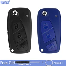 OkeyTech 3 botones Flip carcasa de llave a distancia de coche para Fiat Ducato Iveco Stilo Panda Doblo Bravo de Fob