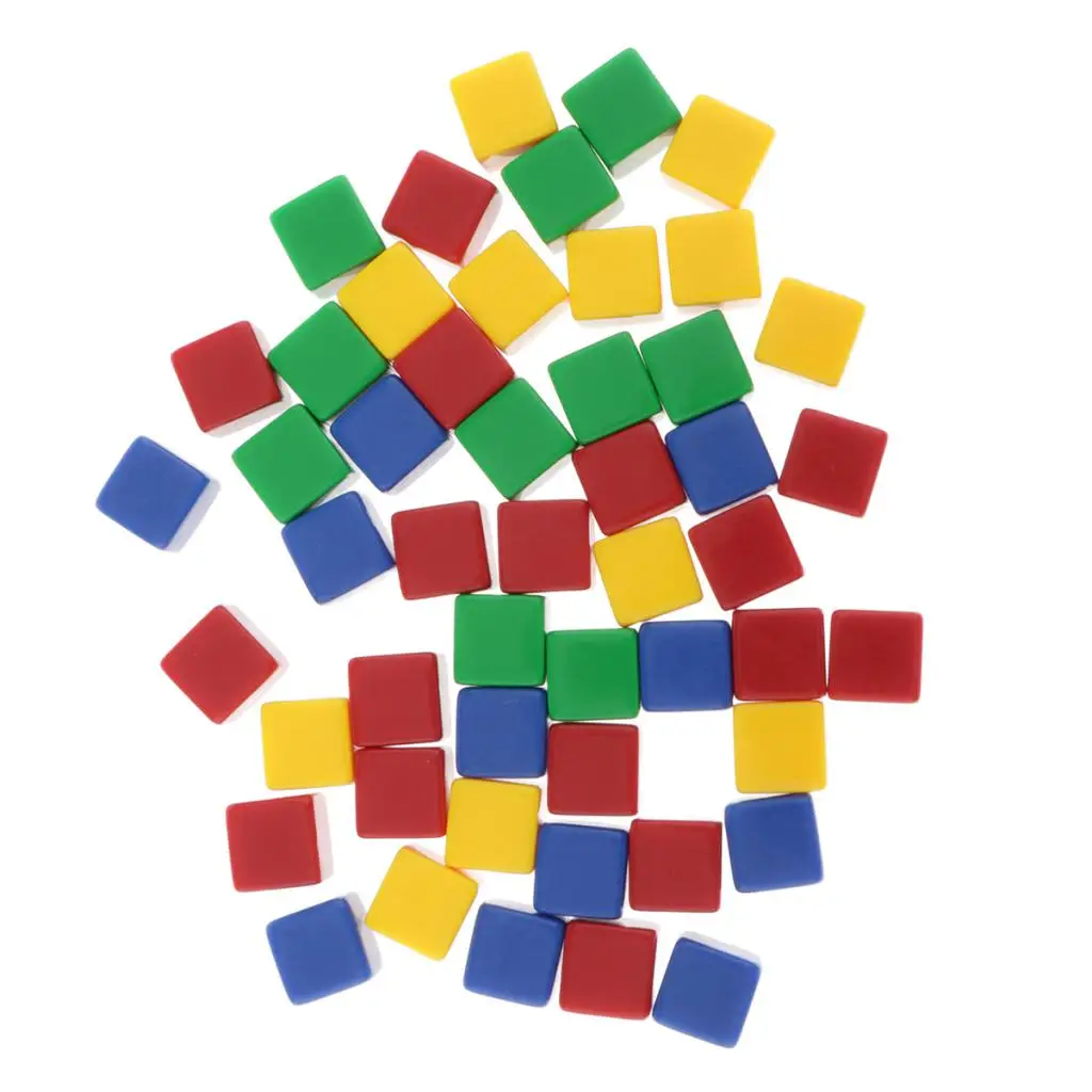 16mm Acrylic Blank Mixed Dice Cubes - Square Corner D6 Dice for Board Games, DIY, Fun and Teaching - 50 Pieces Per Order