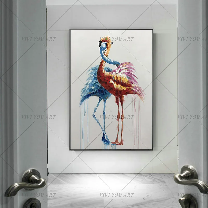 Художник 100% ручная роспись высокое качество влюбленные животные птица масляная