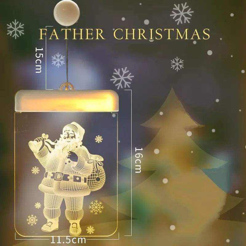 3D акриловая цветная лампа, новинка, Рождественская елка/снежинка/Лось, USB питание, светодиодный, для фестиваля, романтическое украшение, подарки, ночник, светильник, струны - Испускаемый цвет: Santa Claus
