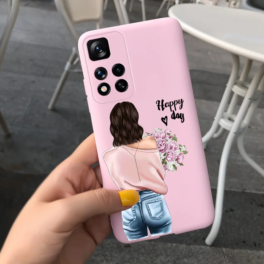 flip cases For Xiaomi Redmi Note 11 China Case 2021 6.6 inch Cute Girl Butterfly Flowers Back Cover For Redmi Note 11 Note11 Soft Silicone phone purse