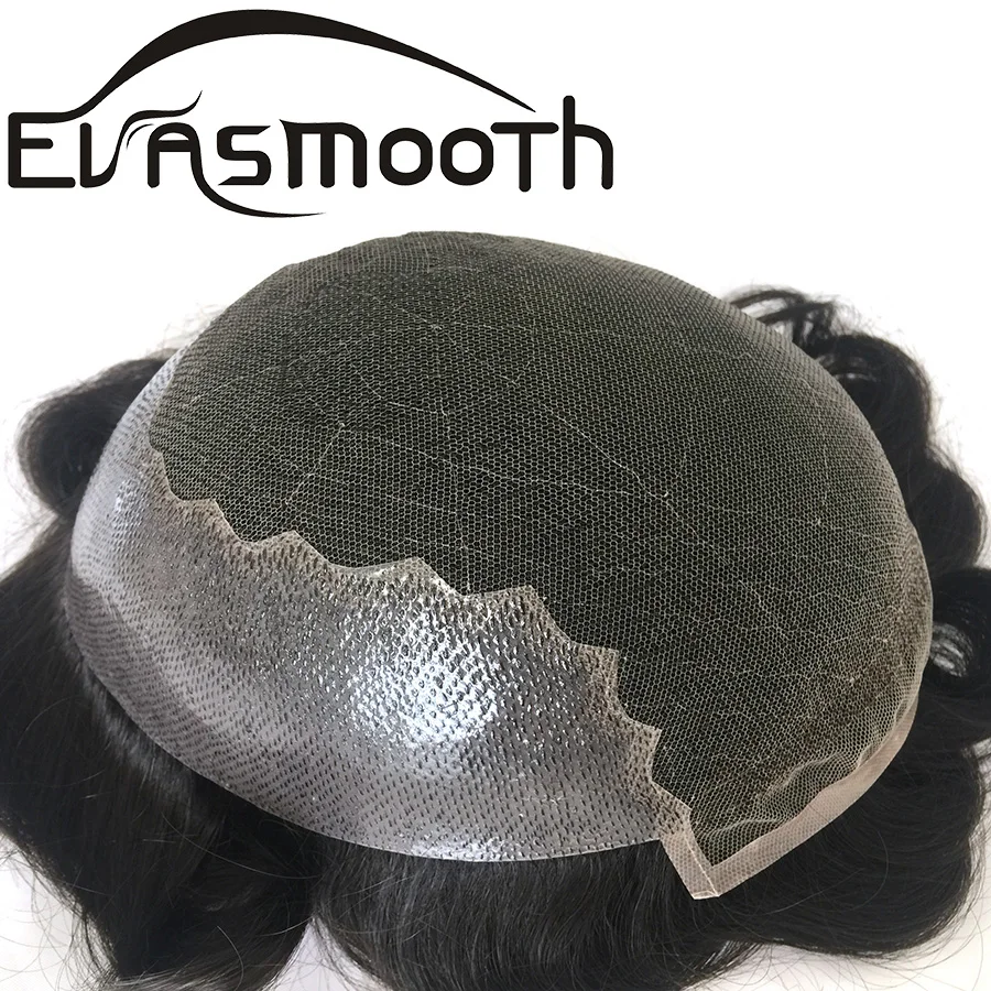 Swiss Lace Thin Skin Base Men Toupee Hair Replacement System Unit Natural Human Hair Prosthesis Man Wig