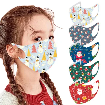 

5pc Children Christmas Mouth Mask Breathable Protection Anti Dust Washable Earloop Mask Fabric Face Mask Mascarilla Reutilizable