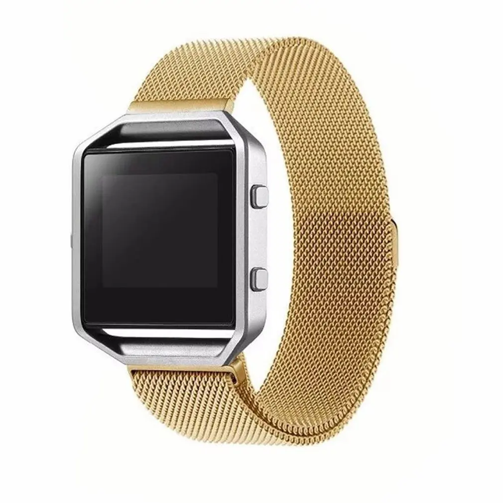 Сетчатый ремешок, металлический каркас для Fitbit Blaze, ремешок для часов, нержавеющая сталь, черный, розовый, золотистый, серебристый, магнитная застежка, браслет