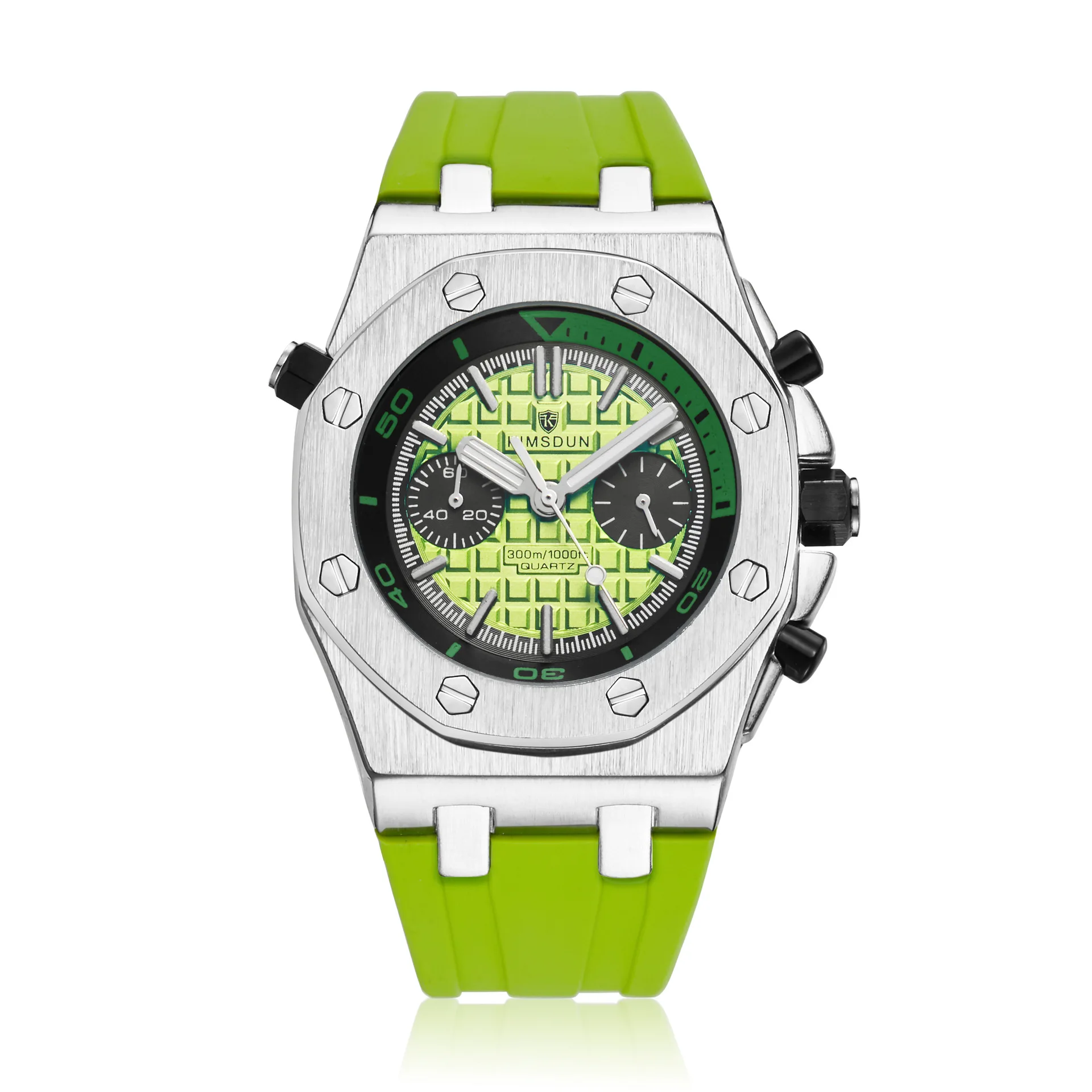 Switzerland Royal Rolexable Japan Miyota Кварц мужская мода два глаза силиконовый Камуфляжный пояс спортивный водонепроницаемый reloj hombre - Цвет: Зеленый
