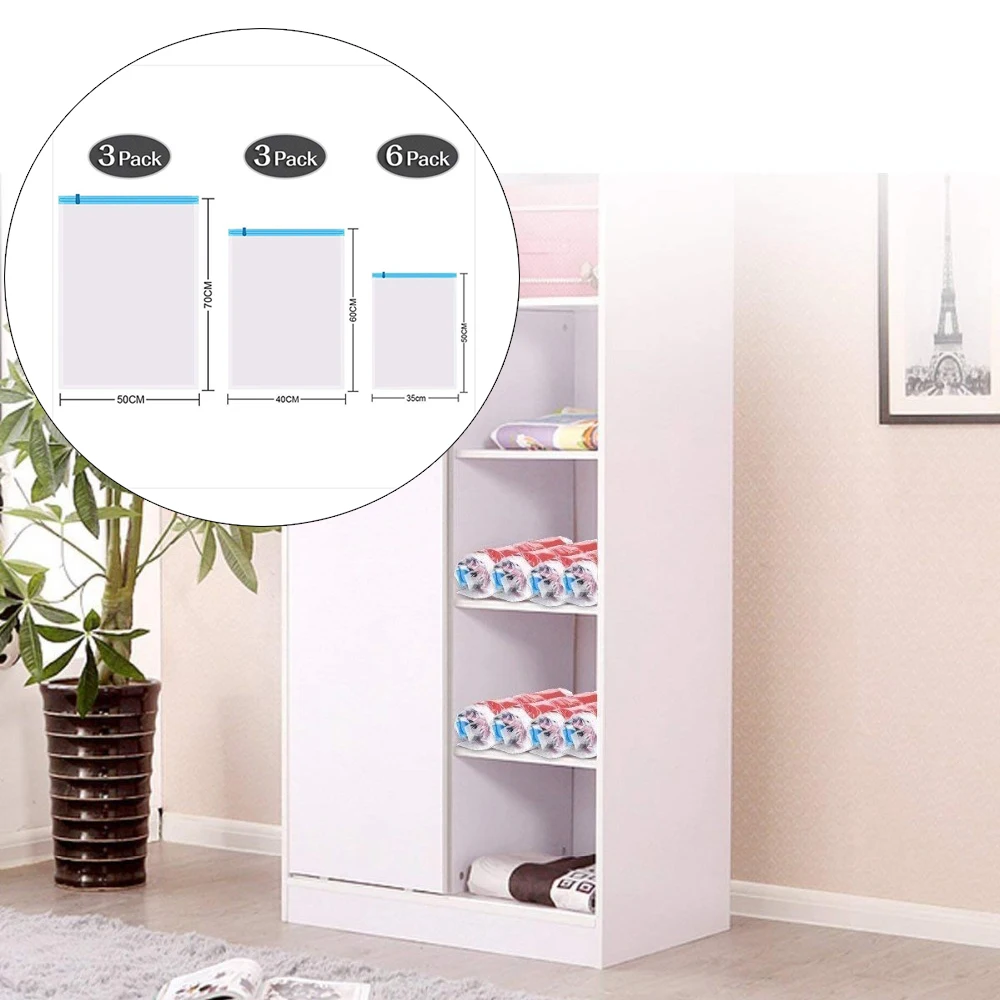 12Pcs/set PA + PE Travel Compression Vacuum Storage Space Saving Bags Saver Vacum Bag Durable | Дом и сад