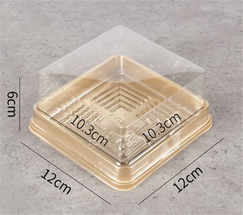 100pcs 12x12xH6cm 100 шт прозрачная упаковочная бумажная коробка для Мусса с ручкой для конфет \ тортов \ Упаковка для десертов коробки круглая квадратная пленка для Мусса - Цвет: 100pcs 12x12xH6cm