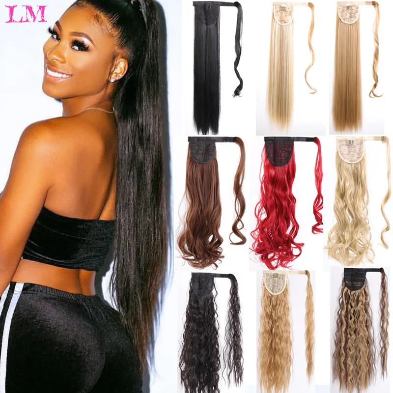 

LIANGMO Heat Resistant Synthesis 22" Long Straight Ponytail for Women Daily Use